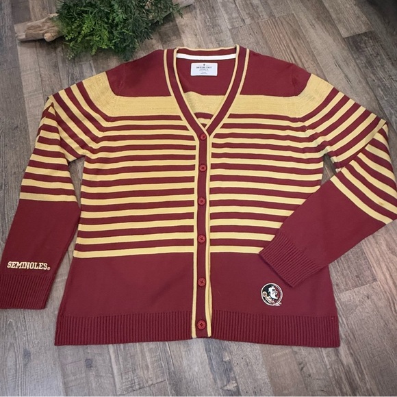 FSU Seminoles Garnet & Gold Button Up Cardigan by Emerson Street Size XL - Picture 1 of 13